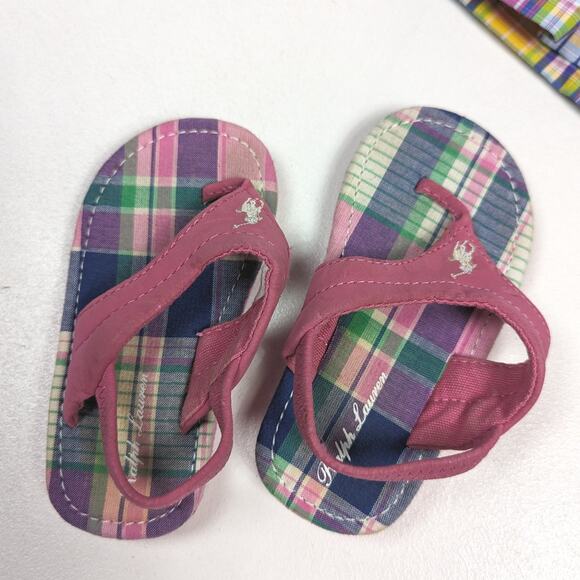 Ralph Lauren Rainbow Plaid Smocked Dress Baby Girls Sz 6m Pink Preppy Classic - Picture 4 of 7